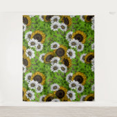 Sonnenblumen und Gänseblumen, Sommergarten Wandteppich (Vorderseite)