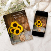 Sonnenblumen und Gartenwasser Brautparty Einladung