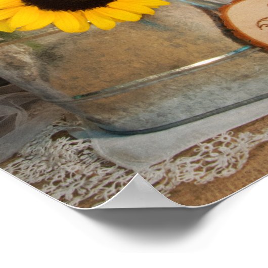 Sonnenblumen und Gartenwasser kann Hochzeit sperre Poster (Ecke)