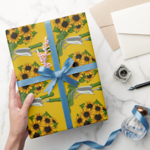 Sonnenblumen- und Gartenwerkzeuge- Geschenkpapier