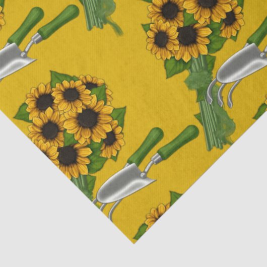 Sonnenblumen- und Gartenwerkzeuge- Seidenpapier (Detail)