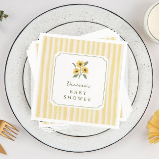 Sonnenblumen- und gelb gestreifte Babyparty Serviette