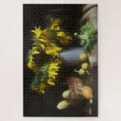 Sonnenblumen und Gemüseernte Alte Meister Farbe Puzzle (Vertikal)