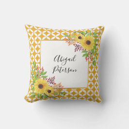 Sonnenblumen und geometrisches Muster Kissen