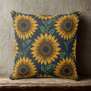 Sonnenblumen und Geparden Print Muster Kissen