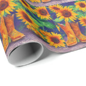 Sonnenblumen und gepolstertes Muster Geschenkpapier (Rolleneckpunkt)