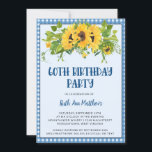 Sonnenblumen und Gingham Foto 60. Geburtstagsparty Einladung<br><div class="desc">Sonnenblumen und Gingham 60. Geburtstagsparty Einladung - Schöne,  lebendige Aquarellblumen und Grünpflanzen werden in diesem Design vorgestellt. Kühne,  einzigartige Typografie mit einem Foto auf der Rückseite der Einladung. Wird auch ohne Foto verfügbar sein. Die Geburtstagsparty Einladung ist Teil einer Sammlung.</div>
