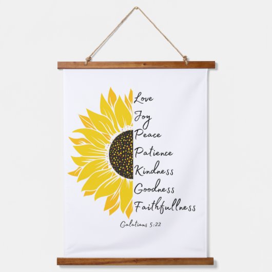 Sonnenblumen und Glaube Wandteppich Mit Holzrahmen (Vorderseite)