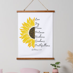 Sonnenblumen und Glaube Wandteppich Mit Holzrahmen