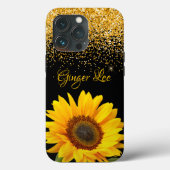 Sonnenblumen und Glitzer mit Namen Case-Mate iPhone Hülle (Rückseite)