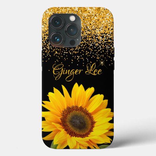 Sonnenblumen und Glitzer mit Namen Case-Mate iPhone Hülle (Rückseite)