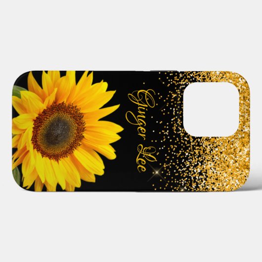 Sonnenblumen und Glitzer mit Namen Case-Mate iPhone Hülle (Rückseite (Horizontal))
