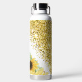 Sonnenblumen und Gold-Glitzer Trinkflasche (Rückseite)