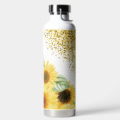 Sonnenblumen und Gold-Glitzer Trinkflasche (links)