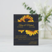 Sonnenblumen und Gold Moderne Hochzeitseinladung (Stehend Vorderseite)