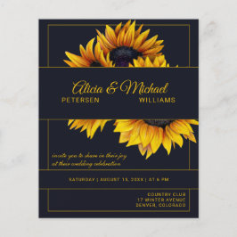 Sonnenblumen und Gold Moderne Hochzeitseinladung