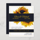 Sonnenblumen und Gold Moderne Hochzeitseinladung (Vorne/Hinten)