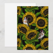 Sonnenblumen und Goldflossen auf schwarz (Vorne/Hinten)