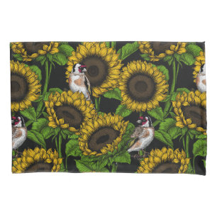 Sonnenblumen und Goldflossen auf schwarz Kissenbezug