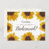 Sonnenblumen und Goldpunkte werden Sie meine Braut Einladungspostkarte (Vorne/Hinten)