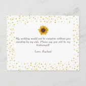 Sonnenblumen und Goldpunkte werden Sie meine Braut Einladungspostkarte (Rückseite)