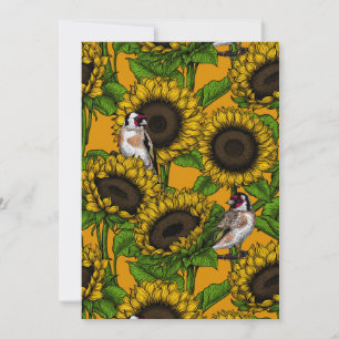 Sonnenblumen und Goldschmuck auf Orange