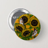 Sonnenblumen und Goldschmuck auf Orange Button (Vorne & Hinten)