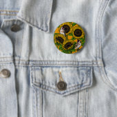 Sonnenblumen und Goldschmuck auf Orange Button (Beispiel)
