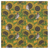 Sonnenblumen und Goldschmuck auf Orange Stoff (Muster)