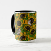Sonnenblumen und Goldschmuck auf Orange Tasse (Vorderseite Links)