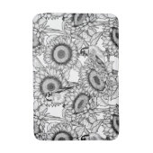 Sonnenblumen und Goldschmuck in Schwarz-Weiß Badematte (Vorderseite Vertikal)