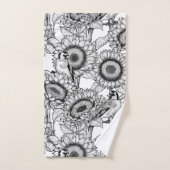 Sonnenblumen und Goldschmuck in Schwarz-Weiß Badhandtuch Set (Handtuch)