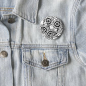 Sonnenblumen und Goldschmuck in Schwarz-Weiß Button (Beispiel)