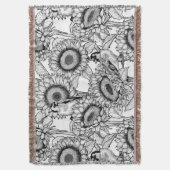 Sonnenblumen und Goldschmuck in Schwarz-Weiß Decke (Vorderseite Vertikal)