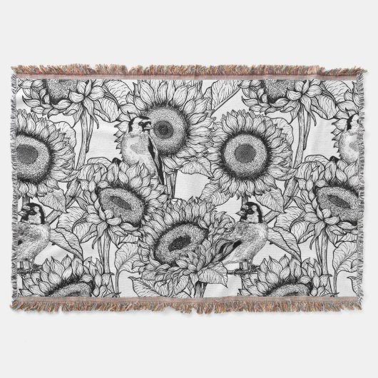 Sonnenblumen und Goldschmuck in Schwarz-Weiß Decke (Vorderseite)