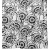 Sonnenblumen und Goldschmuck in Schwarz-Weiß Duschvorhang (Vorderseite)