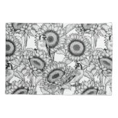 Sonnenblumen und Goldschmuck in Schwarz-Weiß Kissenbezug (Rückseite)