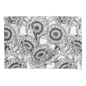 Sonnenblumen und Goldschmuck in Schwarz-Weiß Kissenbezug (Vorderseite)