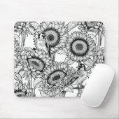 Sonnenblumen und Goldschmuck in Schwarz-Weiß Mousepad (Mit Mouse)
