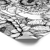 Sonnenblumen und Goldschmuck in Schwarz-Weiß Poster (Ecke)