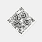 Sonnenblumen und Goldschmuck in Schwarz-Weiß Serviette (Ecke)