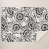 Sonnenblumen und Goldschmuck in Schwarz-Weiß Sherpadecke (Vorderseite (Horizontal))