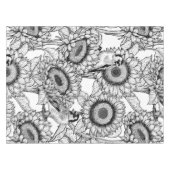 Sonnenblumen und Goldschmuck in Schwarz-Weiß Tischdecke (Vorderseite (Horizontal))
