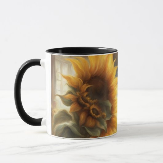Sonnenblumen und große Fenster Tasse (Links)