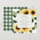 Sonnenblumen und Grüne Bridal Dusche Einladung (Vorne/Hinten)