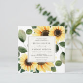 Sonnenblumen und Grüne Bridal Dusche Einladung (Stehend Vorderseite)
