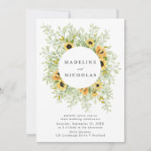 Sonnenblumen und Grüne Hochzeit Einladung (Vorderseite)