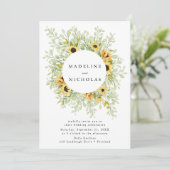 Sonnenblumen und Grüne Hochzeit Einladung (Stehend Vorderseite)