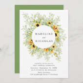 Sonnenblumen und Grüne Hochzeit Einladung (Vorne/Hinten)
