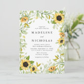 Sonnenblumen und Grüne Hochzeit Einladung (Stehend Vorderseite)